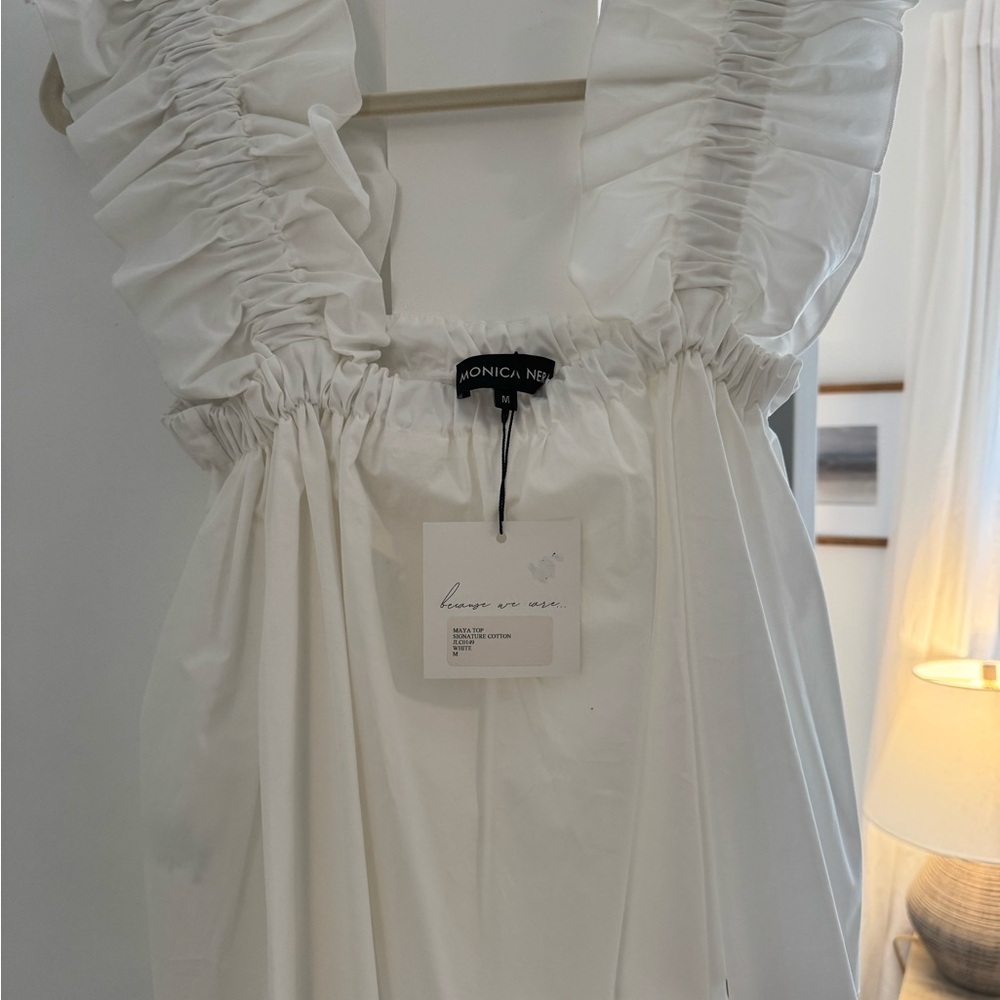 Monica Nera Crisp White Maya Top with Tags